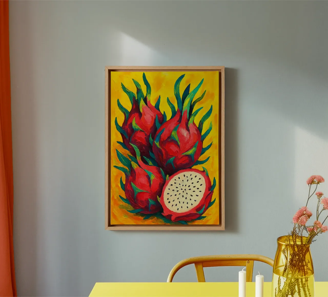 drakenvrucht abstracte verbeelding full color canvas met Baklijst van ameera