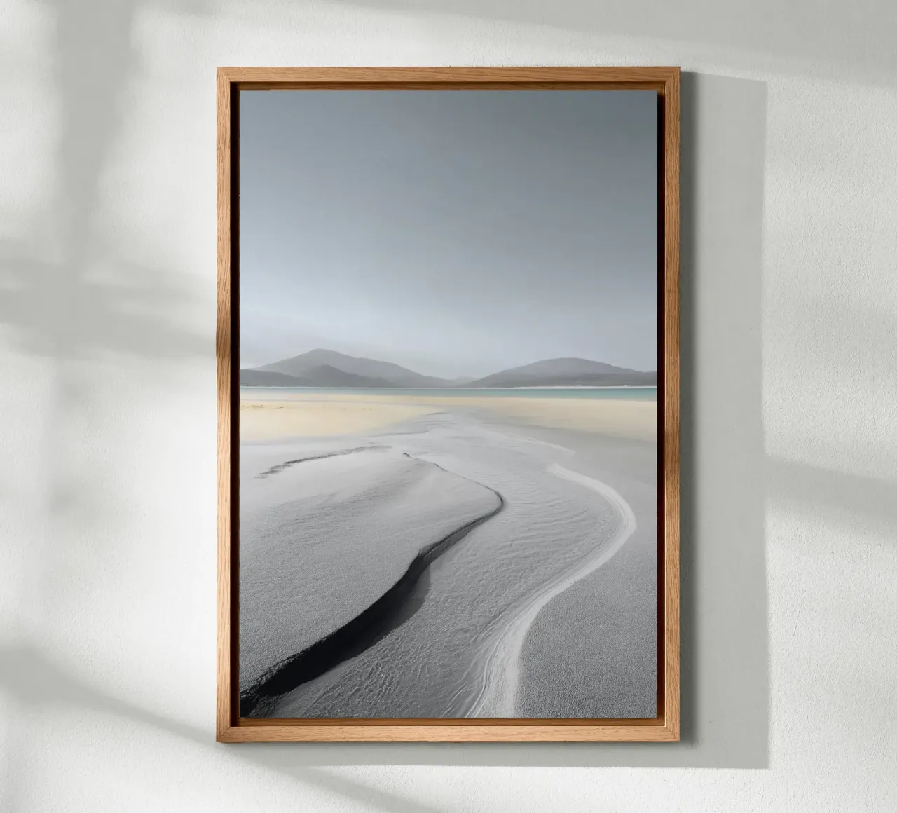 White Sands and Distant Mountains canvas with Floater frame by Indigo Tides Art