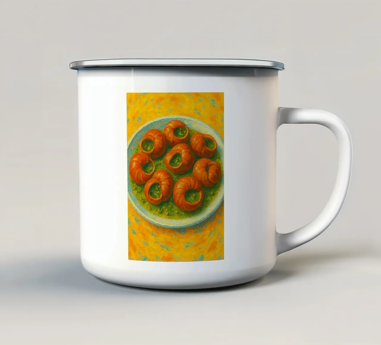 escargot abstracte verbeelding full color emaille mok van ameera