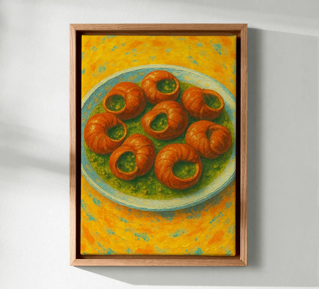 escargot abstract imagination full color canvas with Floater frame by ameera
