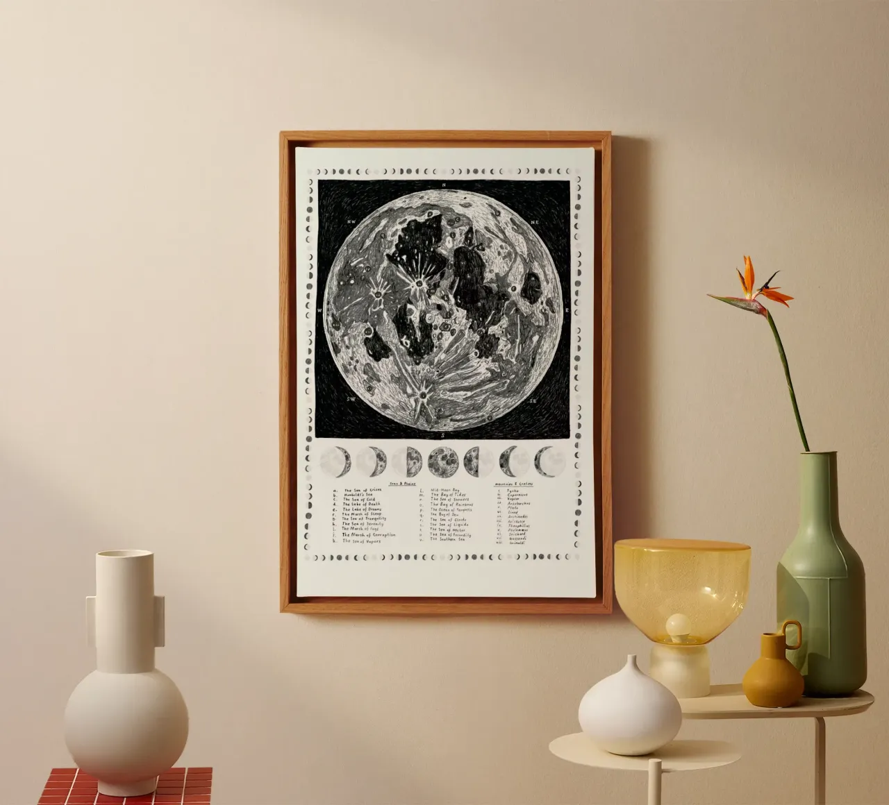 The Moon Map canvas with Floater frame by Alex Foster