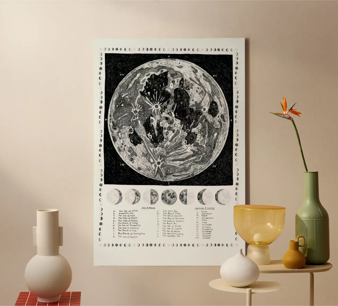 The Moon Map canvas with Floater frame by Alex Foster