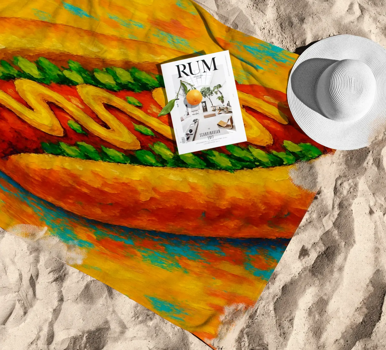 hotdog imaginación abstracta a todo color toalla de playa de ameera