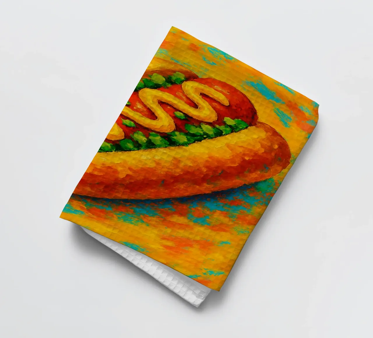 hotdog imaginación abstracta a todo color paño de cocina de ameera