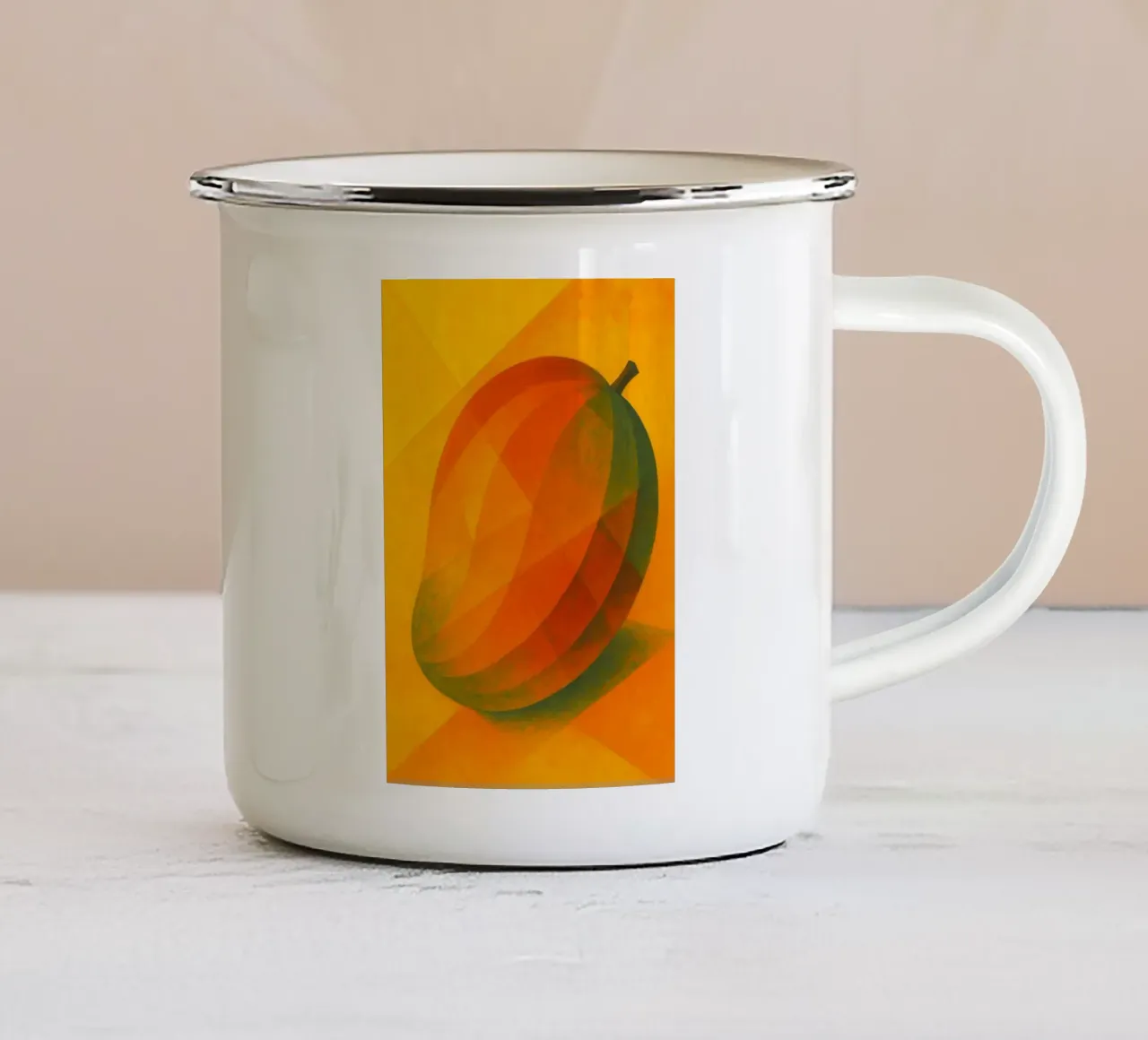 mango abstracte verbeelding full color emaille mok van ameera