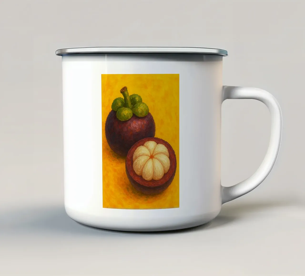 mangosteen abstracte verbeelding full color emaille mok van ameera