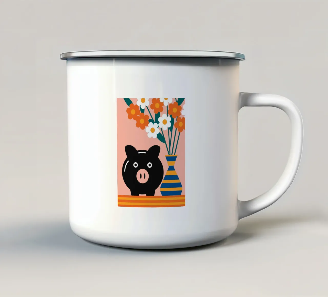 Risparmio e vaso di fiori tazza in smalto da LOOK DIFFERENT