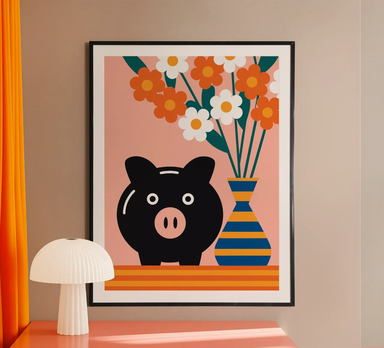 Epargne et vase à fleurs poster avec cadre en bois de LOOK DIFFERENT