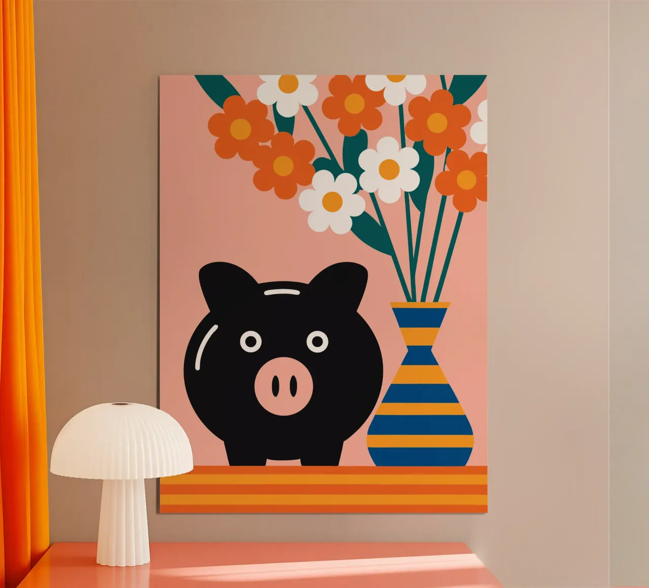Epargne et vase à fleurs poster avec cadre en bois de LOOK DIFFERENT