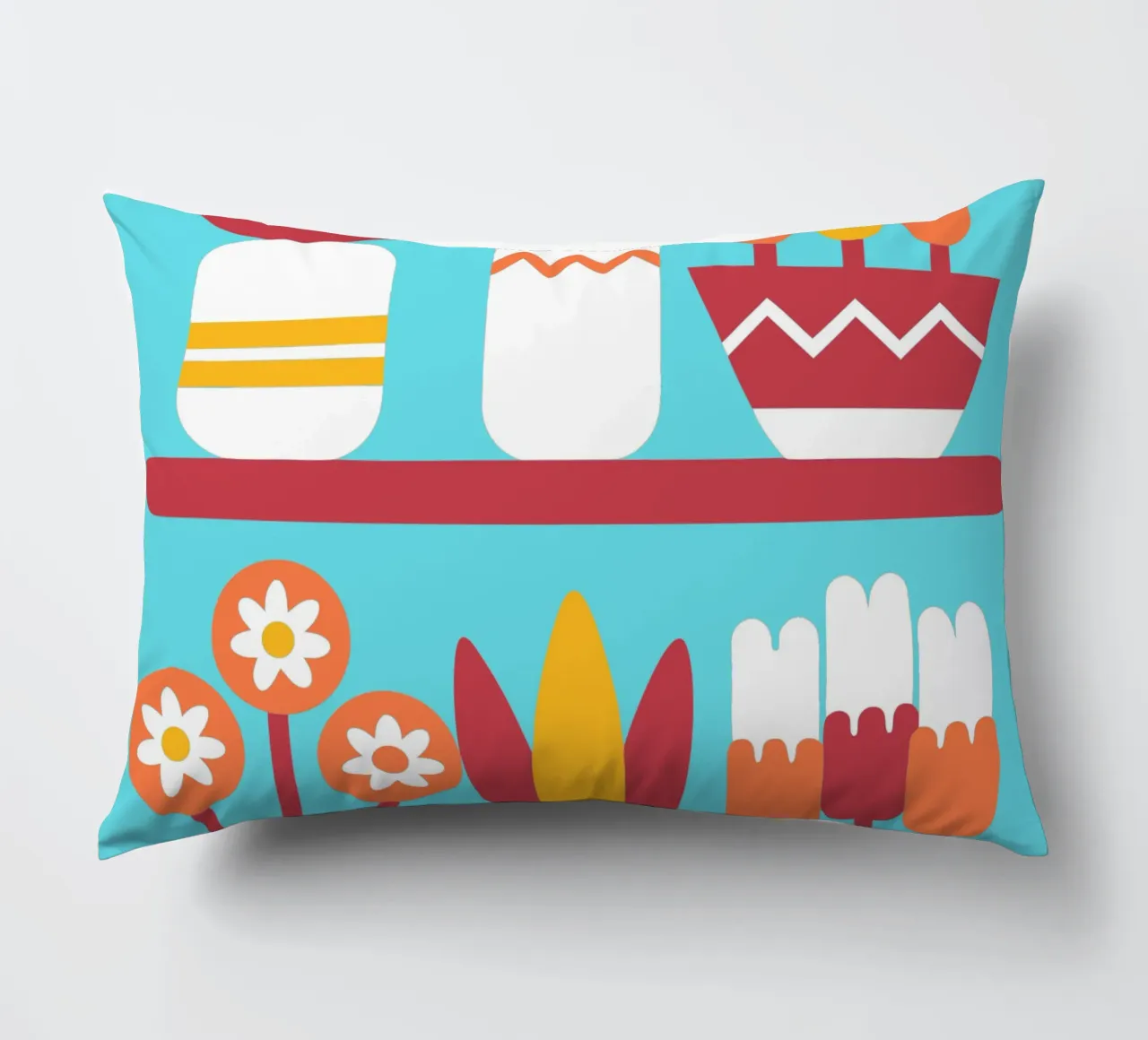 Six Aesthetic Flower Vases decorative cushion by FLOWER PLACE SHOP