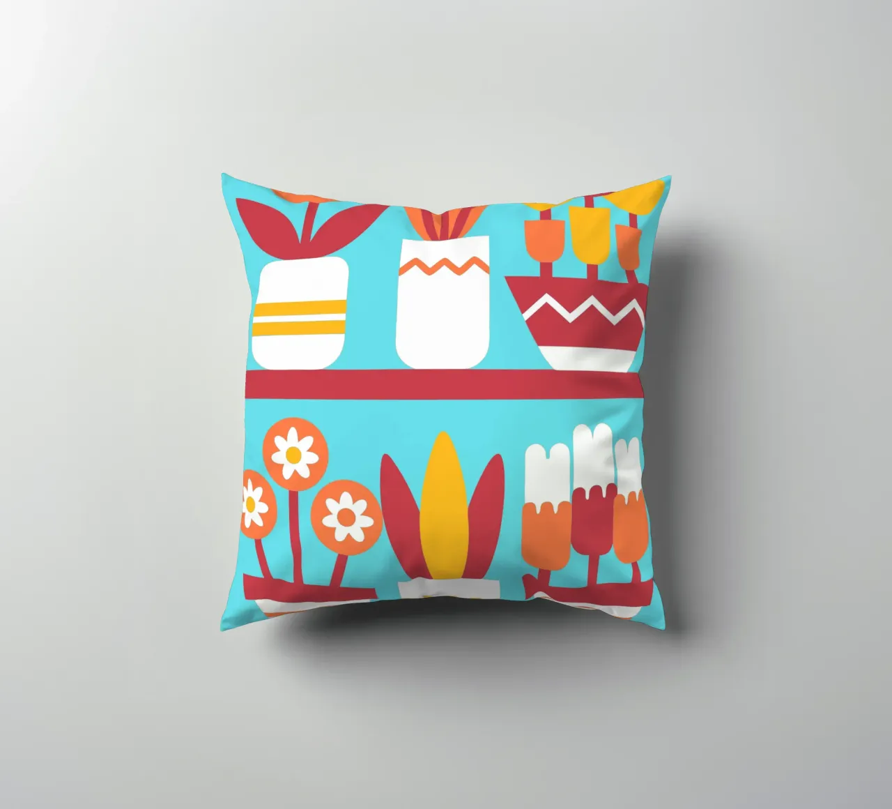 Six Aesthetic Flower Vases decorative cushion by FLOWER PLACE SHOP