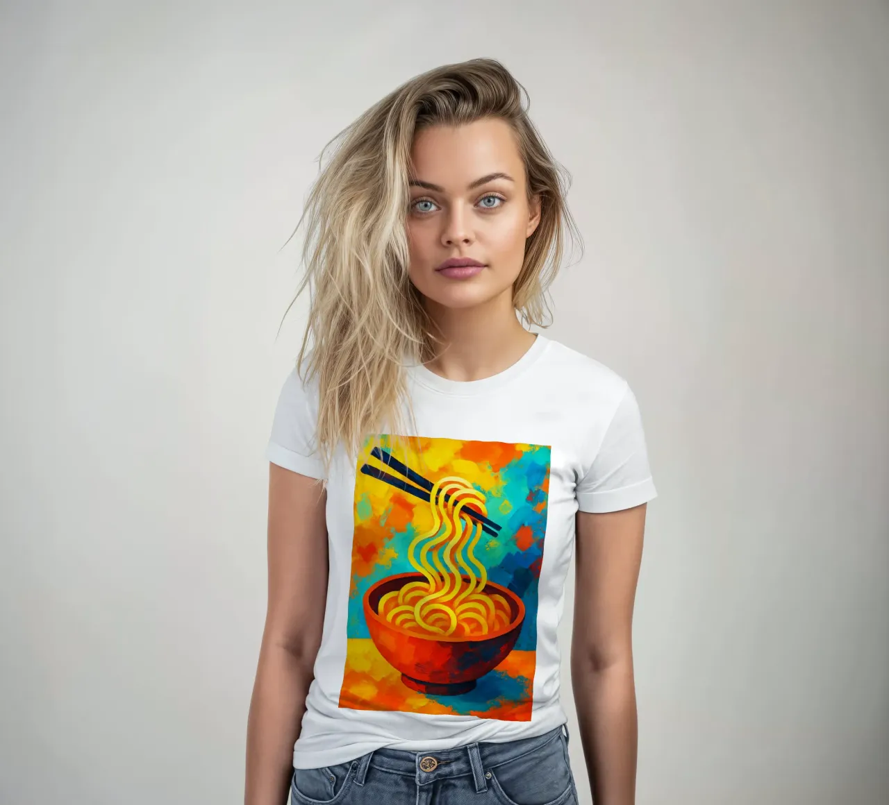 fideos imaginación abstracta a todo color camiseta de mujer de ameera