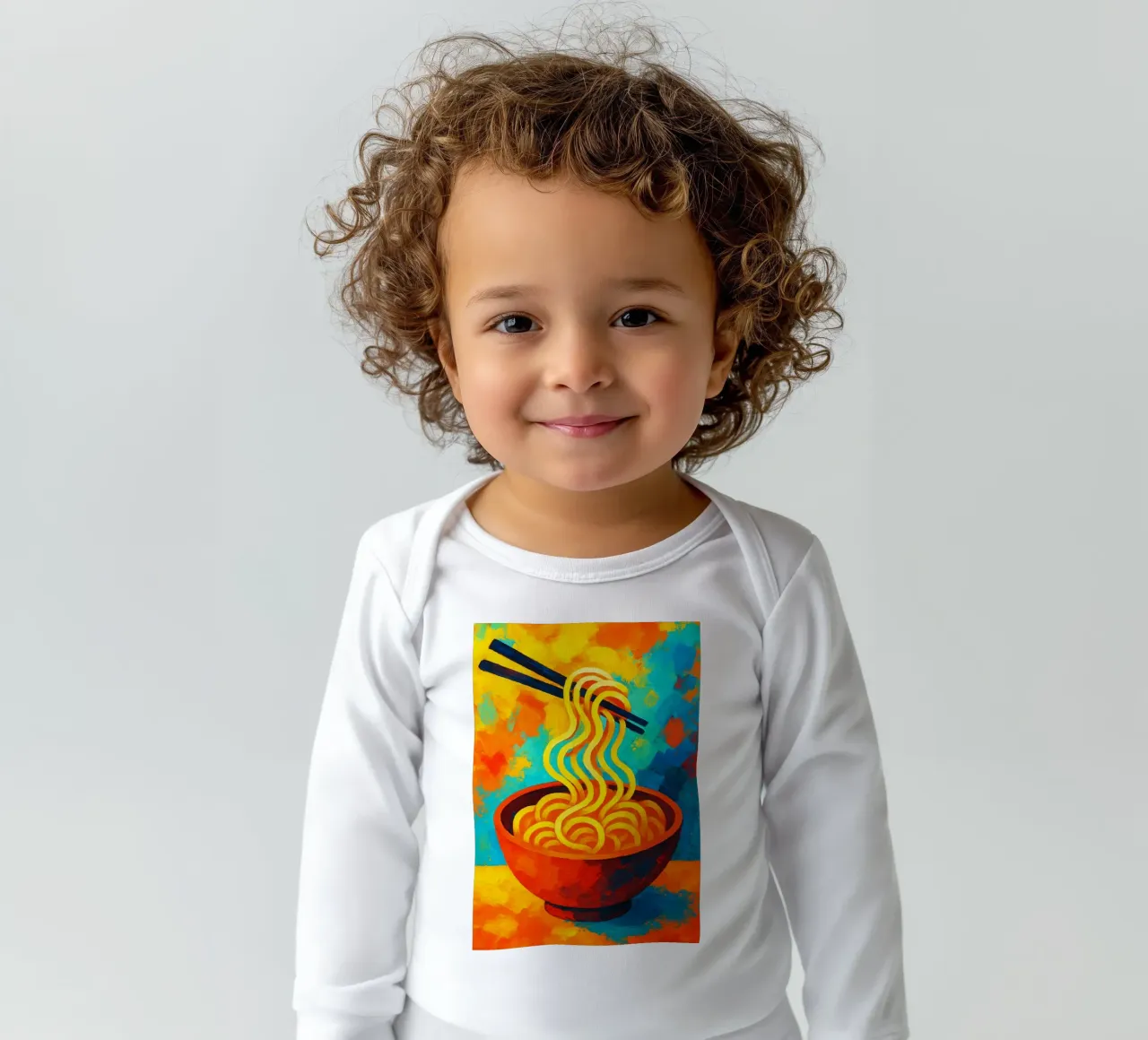 noodle abstract imagination full color long-sleeve baby romper by ameera