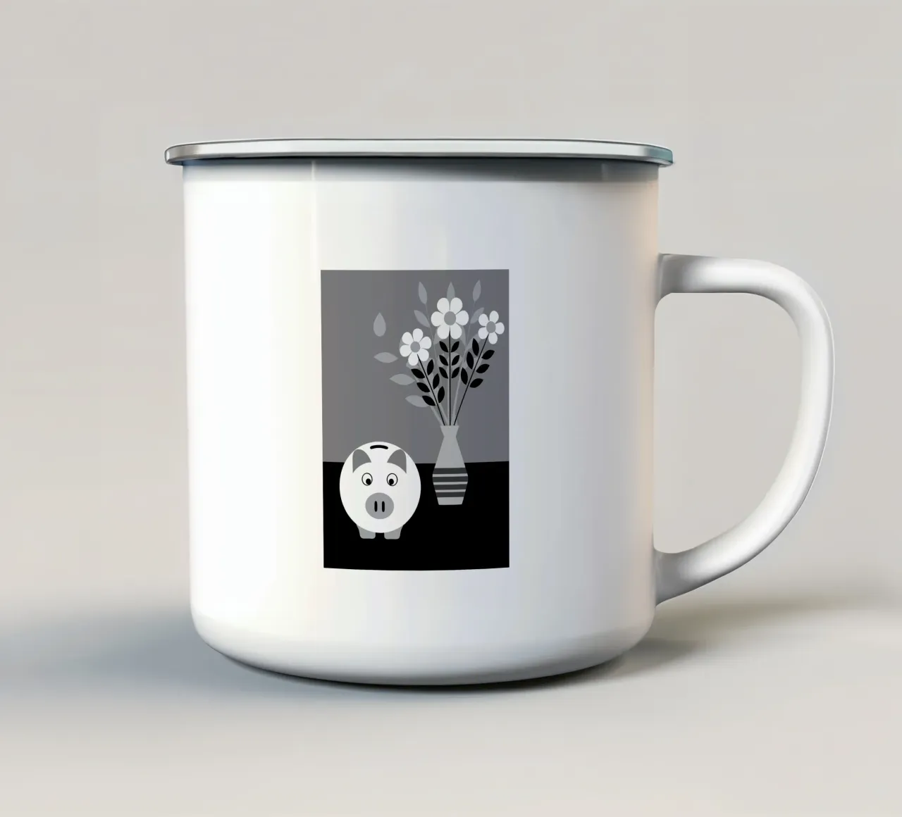 Ersparnis und Blumenvase Emaille Tasse von LOOK DIFFERENT