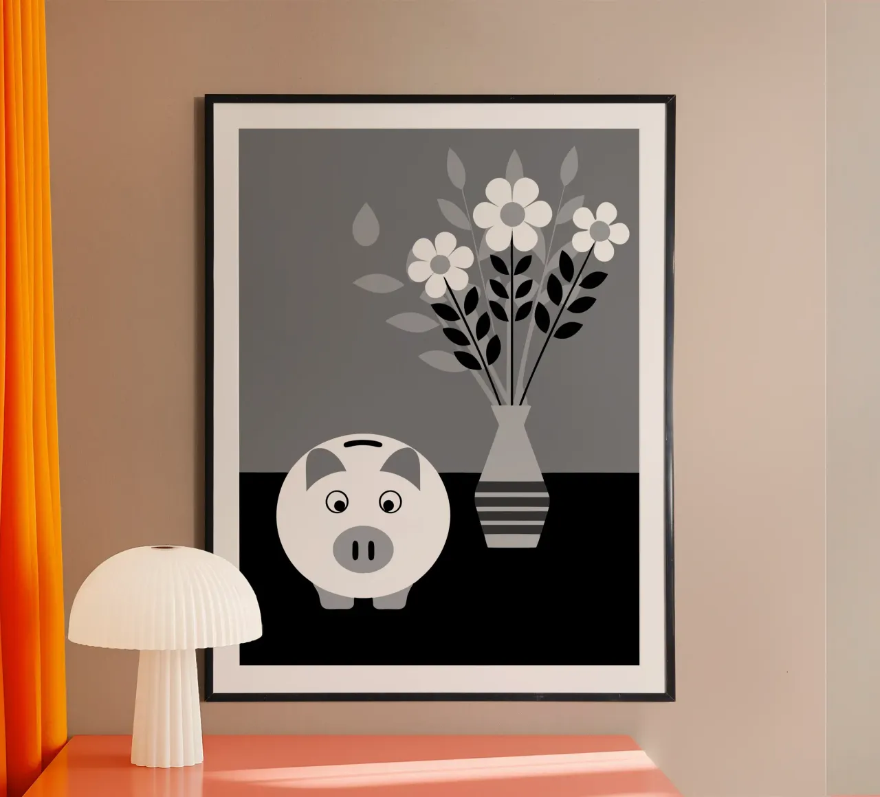 Risparmio e vaso di fiori poster con telaio in plastica da LOOK DIFFERENT