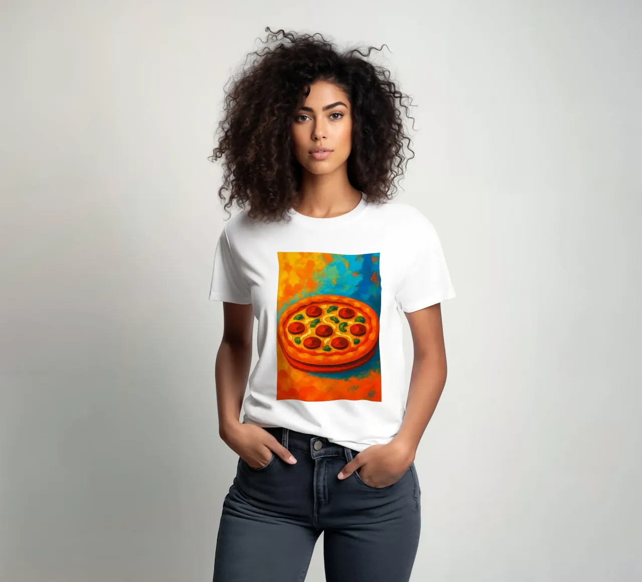pizza imaginación abstracta a todo color camiseta de ameera