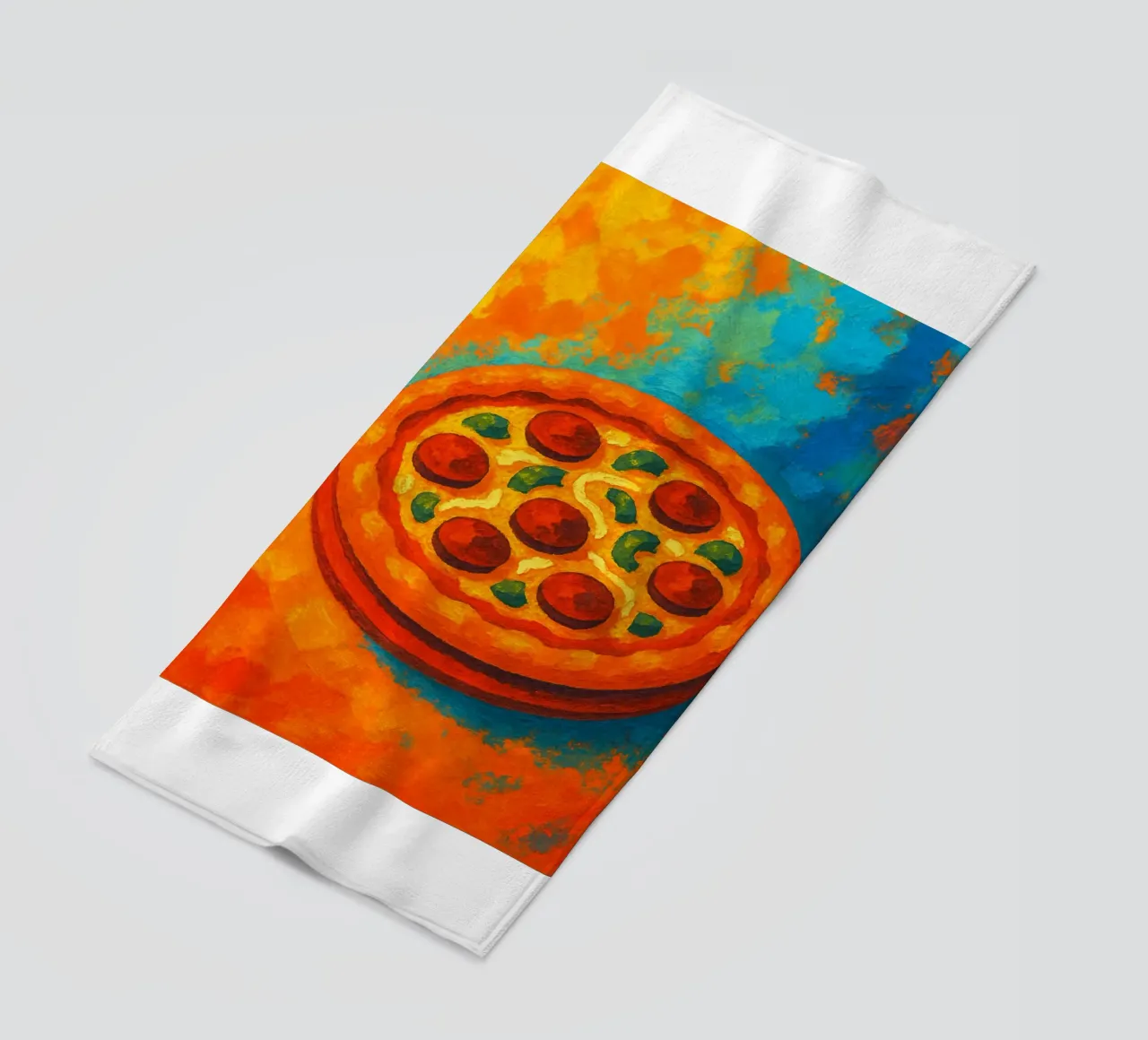 pizza abstract imagination full color beach towel by ameera