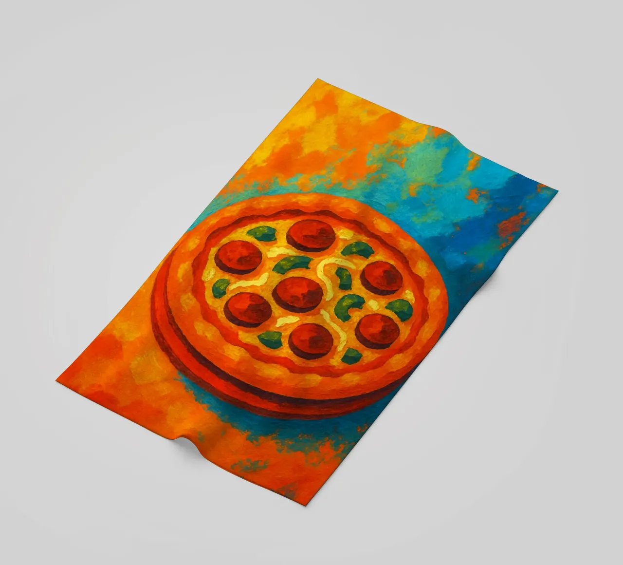 pizza abstract imagination full color beach towel by ameera