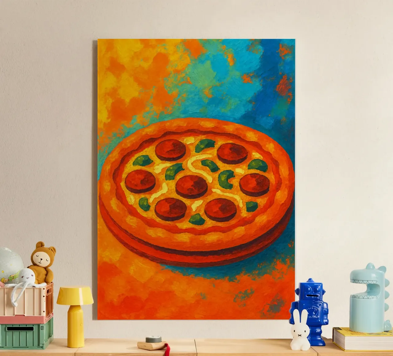 pizza imaginación abstracta a todo color metacrilato de ameera