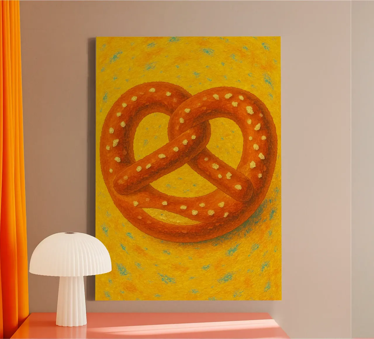 Pretzel abstracte verbeelding full color canvas met Baklijst van ameera