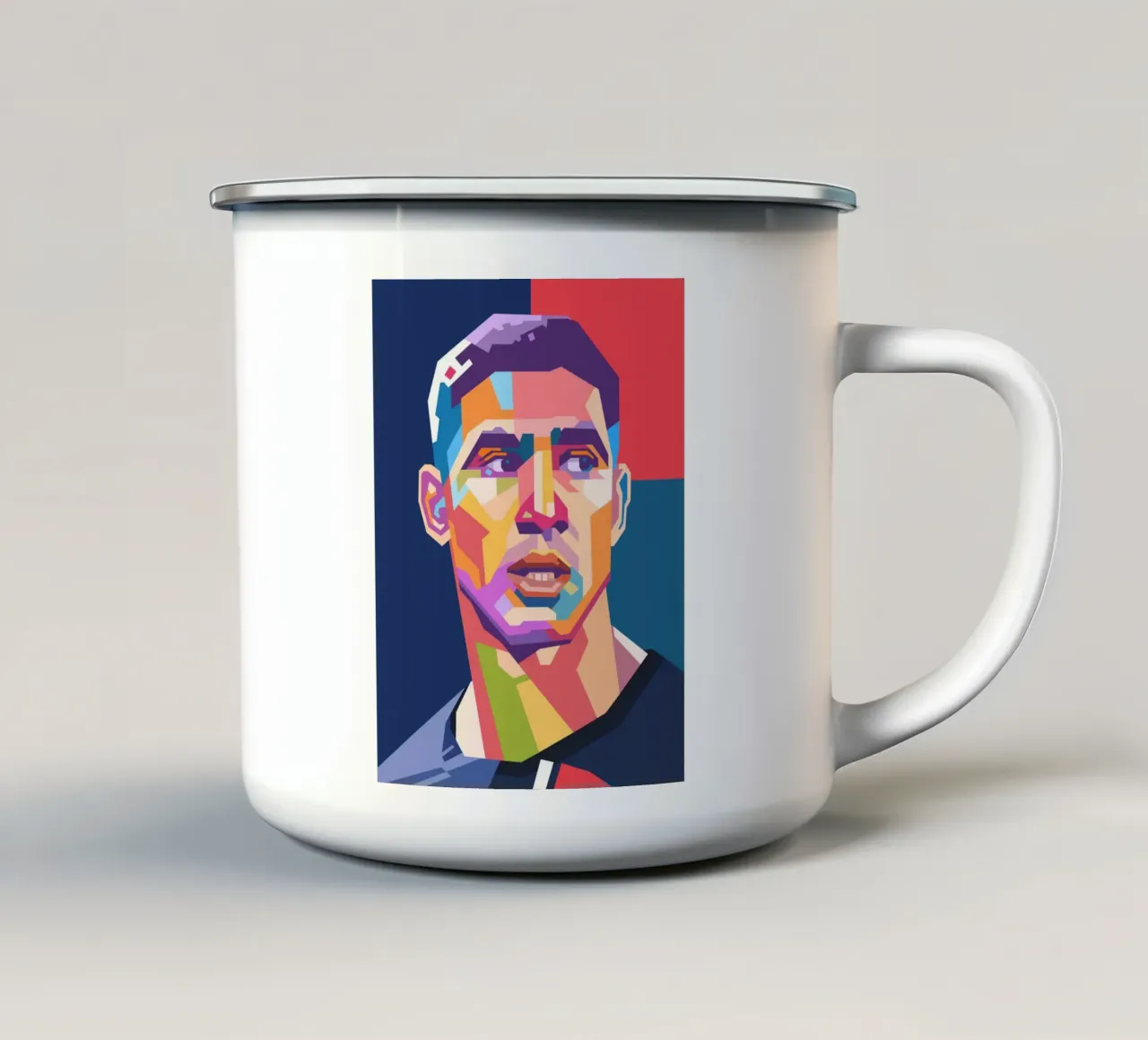 Achraf Hakimi ritratto pop art tazza in smalto da Hantamrata