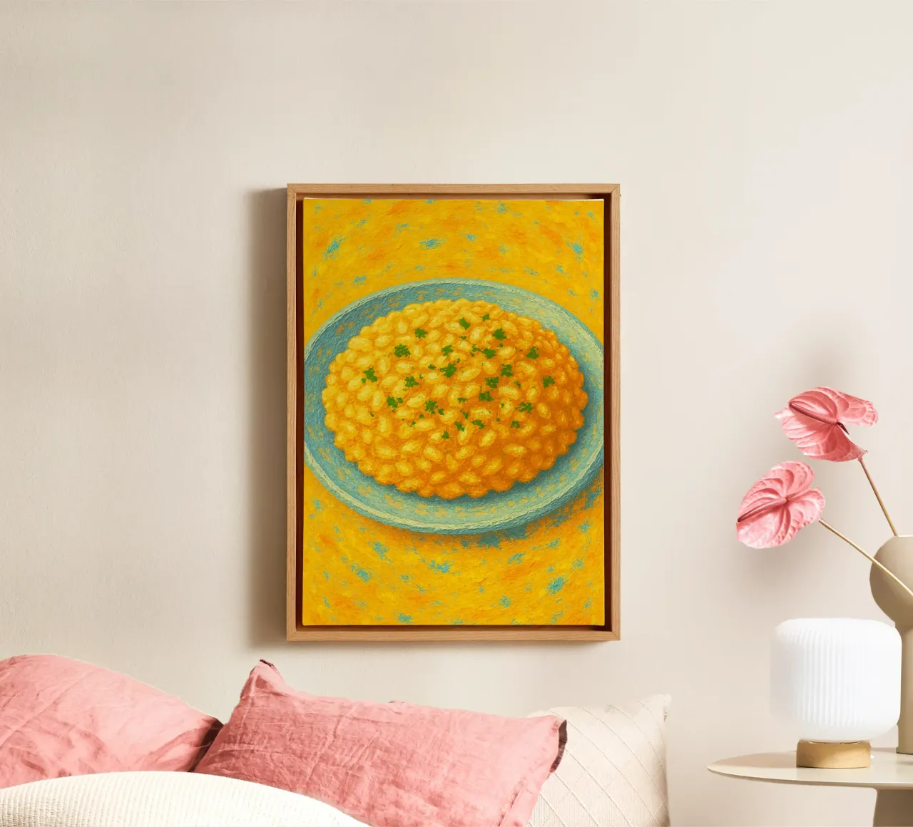 risotto abstract imagination full color canvas with Floater frame by ameera