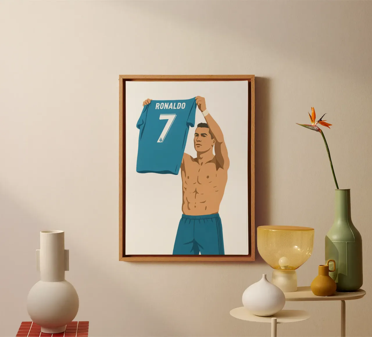 Cristiano Ronaldo Minimalist canvas met Baklijst van MoviesArt