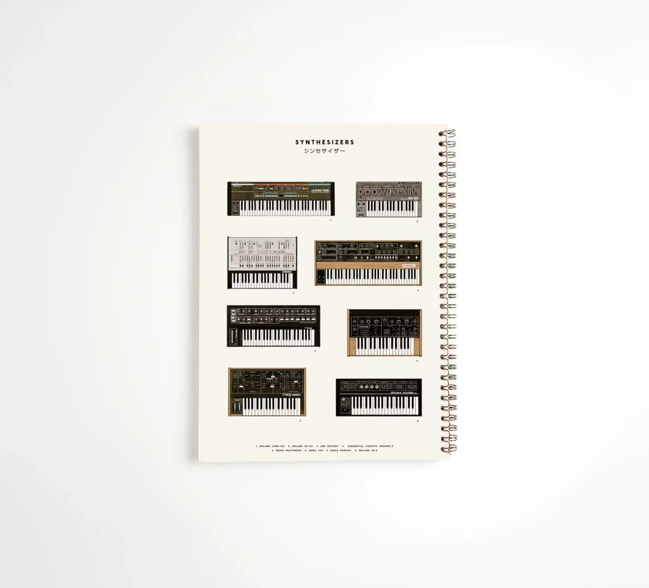 Synthesizers spiral notebook by Florent Bodart