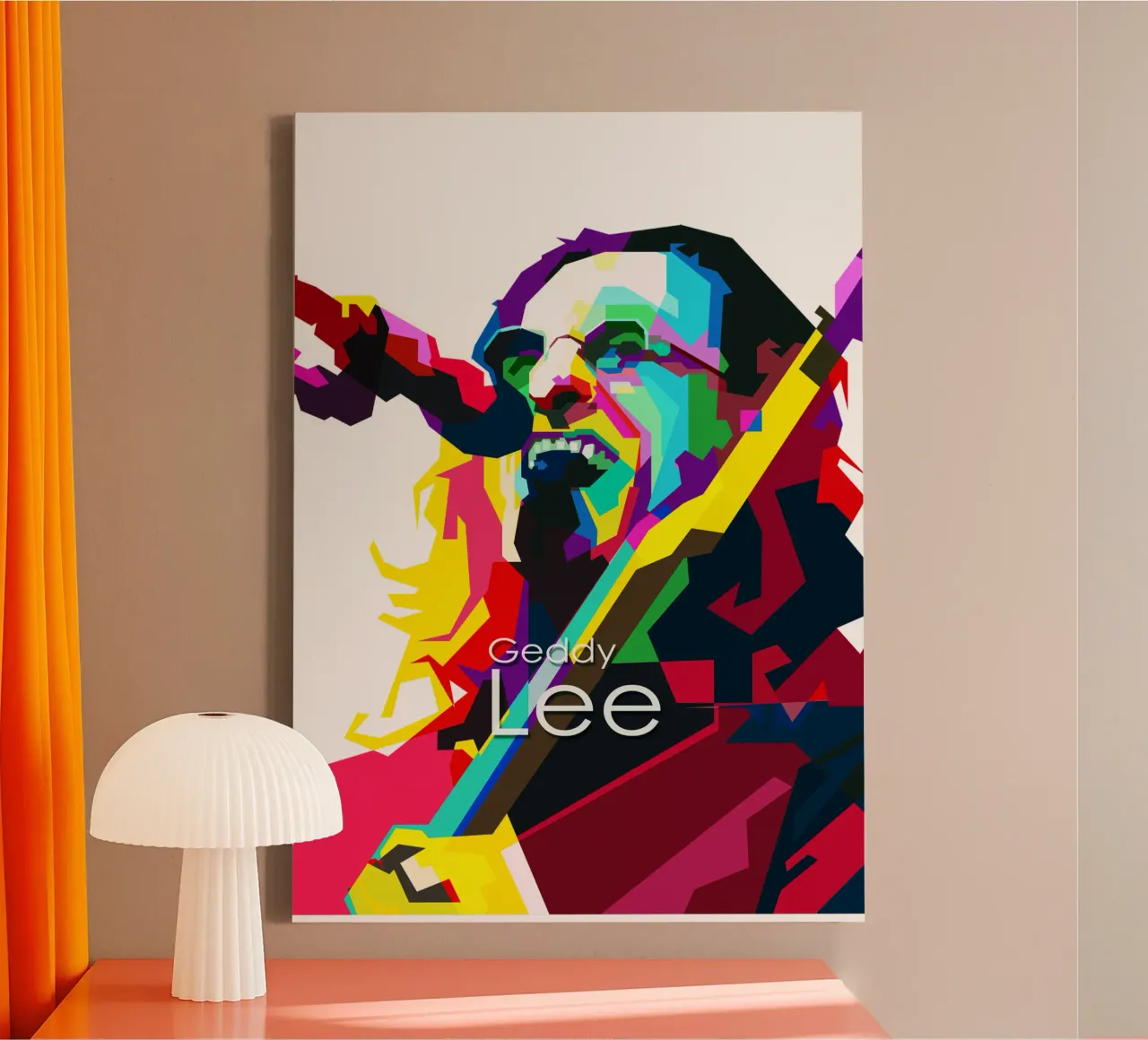 Geddy Lee Progressieve Rock WPAP Nu Trending canvas met Baklijst van Artkreator
