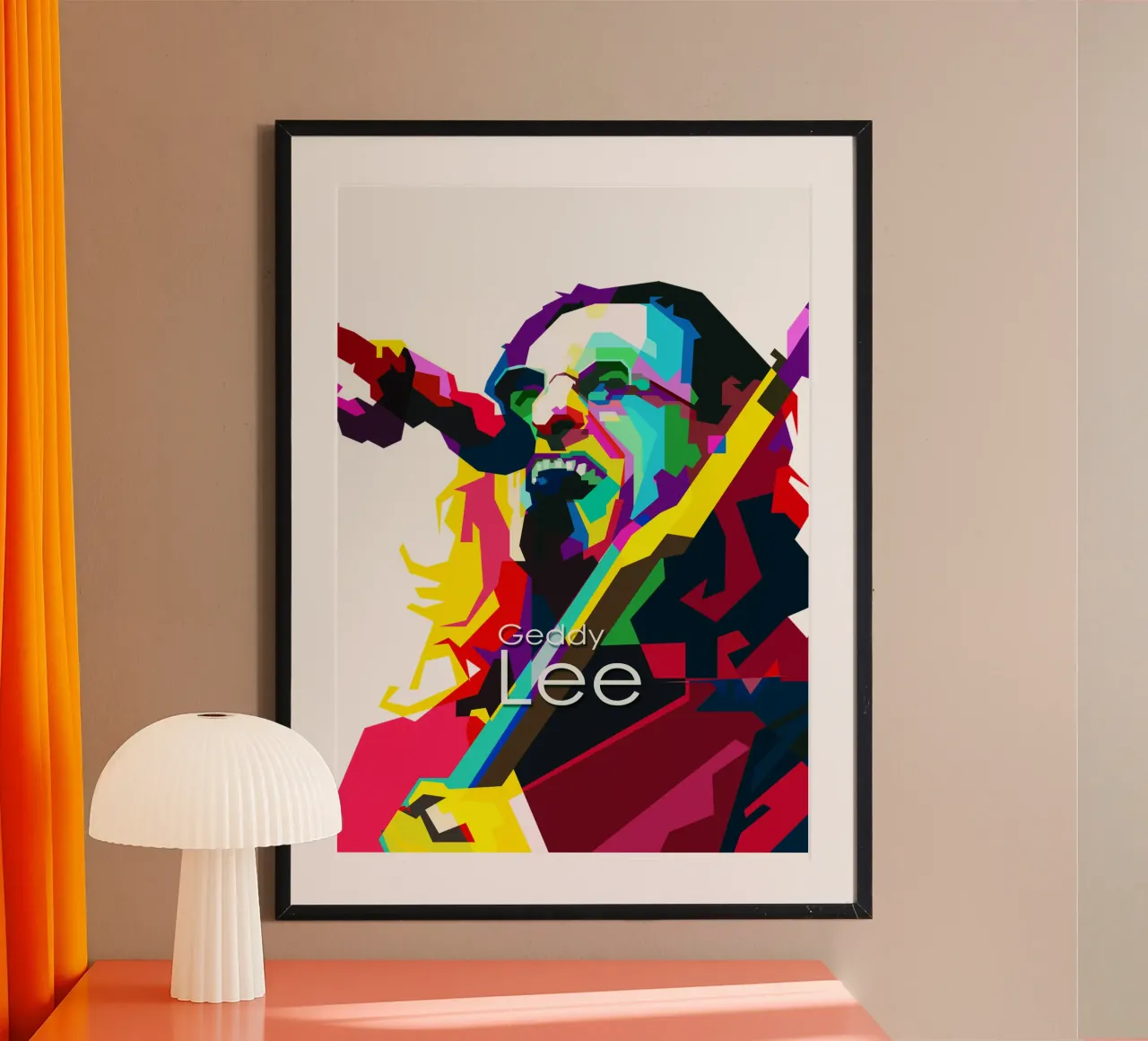 Geddy Lee Progressive Rock WPAP Trending Now poster con telaio in plastica da Artkreator