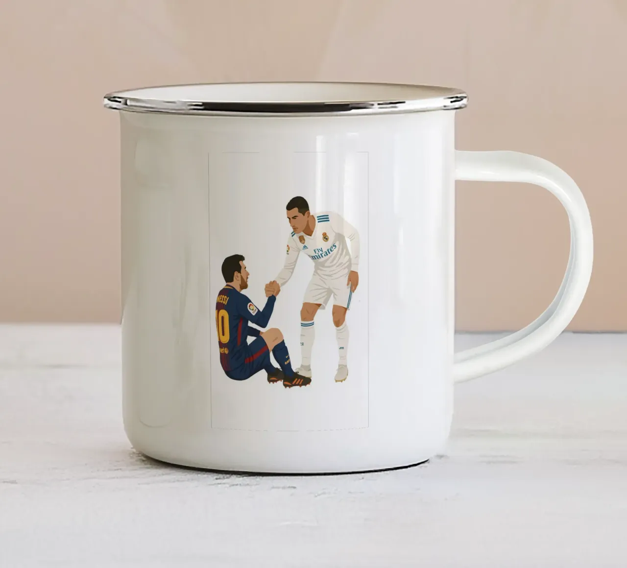 Cristiano Ronaldo and messi tazza in smalto da MoviesArt