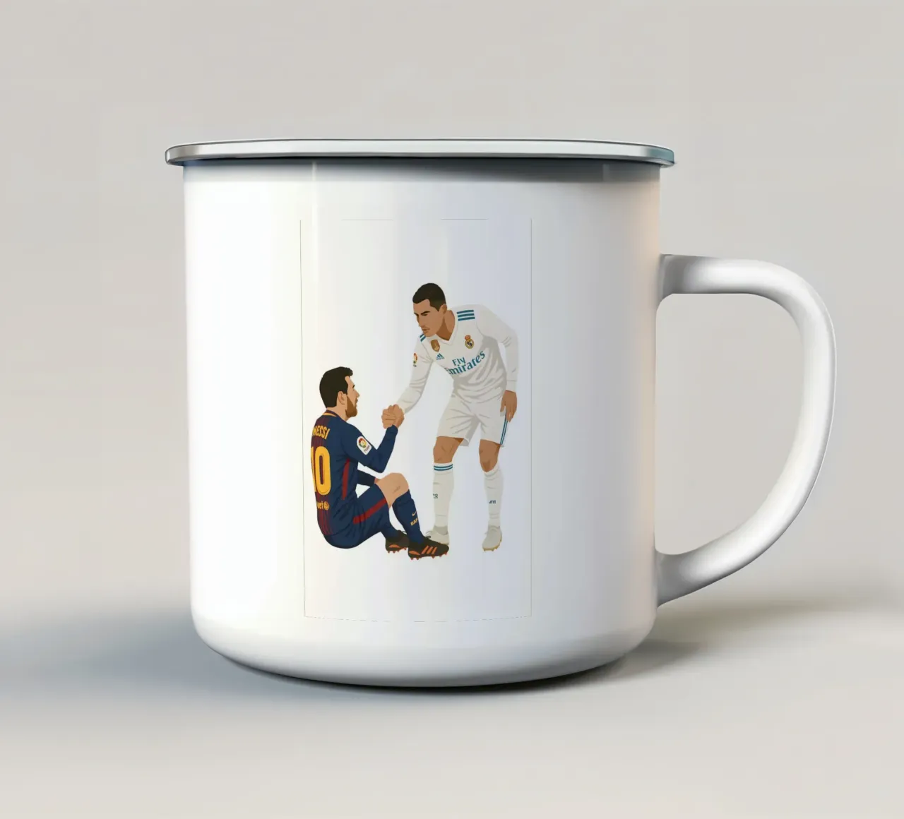 Cristiano Ronaldo and messi tazza in smalto da MoviesArt