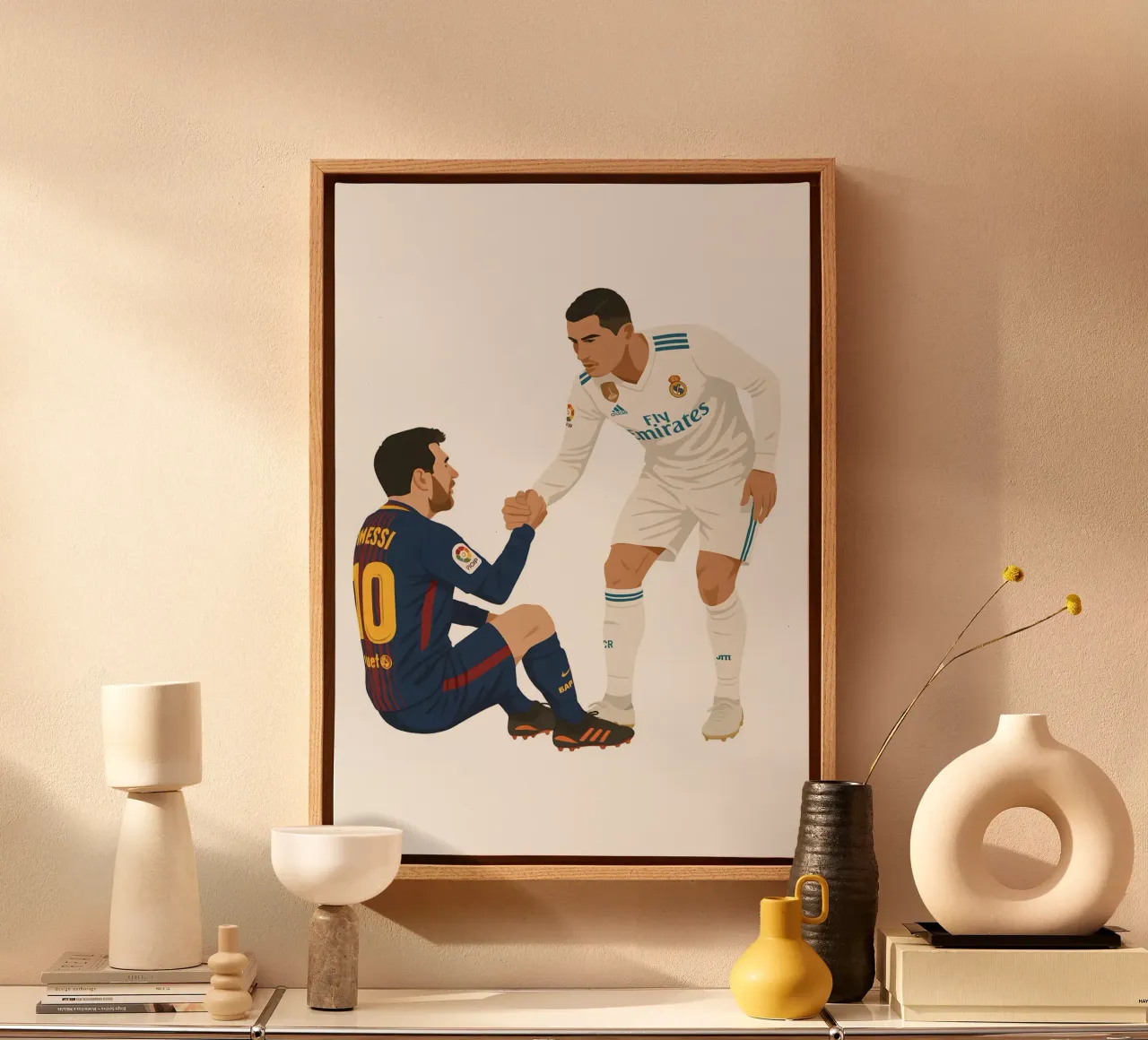 Cristiano Ronaldo and messi canvas met Baklijst van MoviesArt