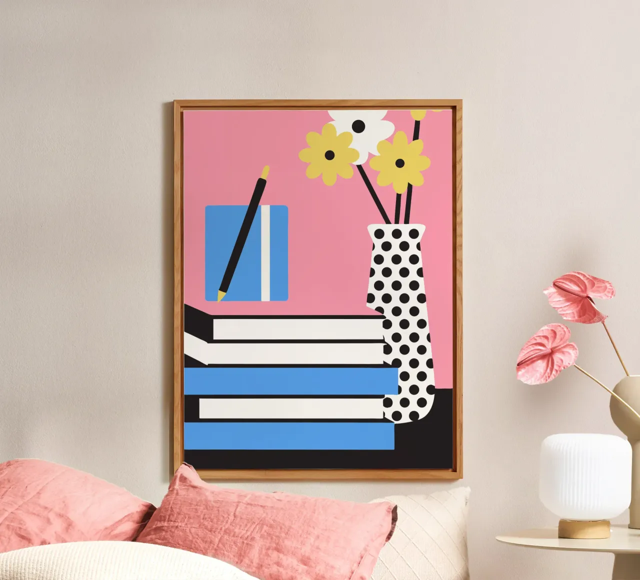 Books and Flower Vase alu-dibond by LOOK DIFFERENT