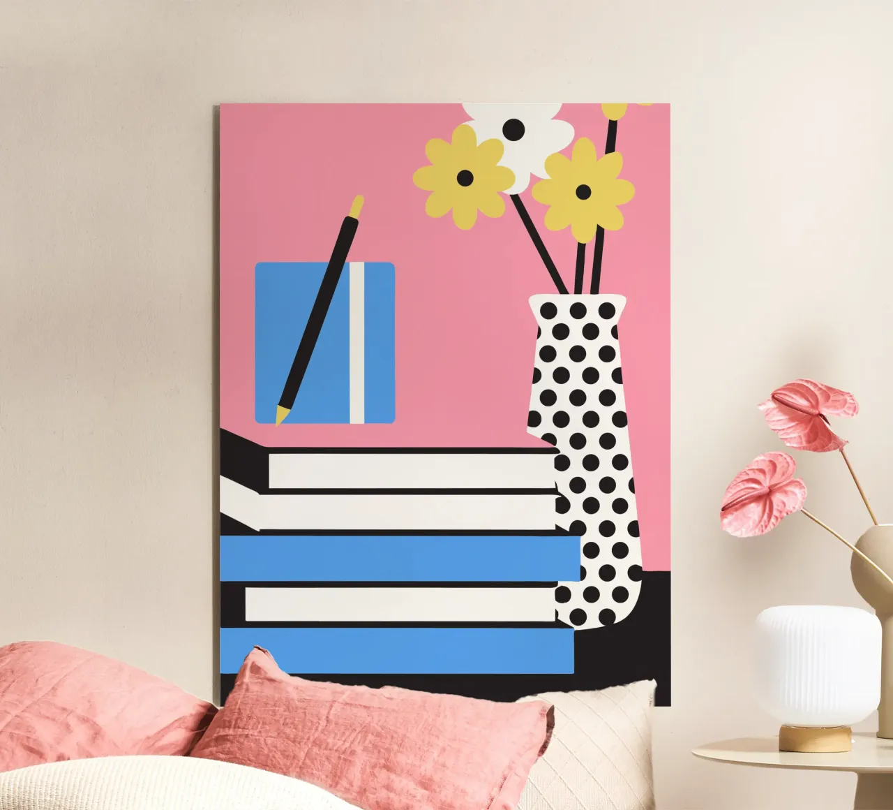 Books and Flower Vase alu-dibond by LOOK DIFFERENT