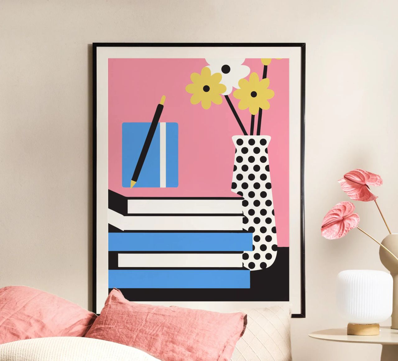 Livres et vase à fleurs poster de LOOK DIFFERENT