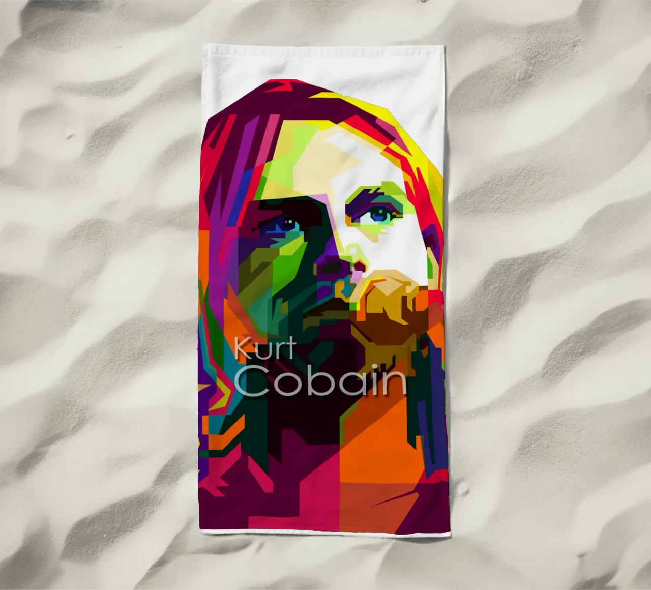 Kurt Cobain Il WPAP più grunge di tendenza ora telo mare da Artkreator