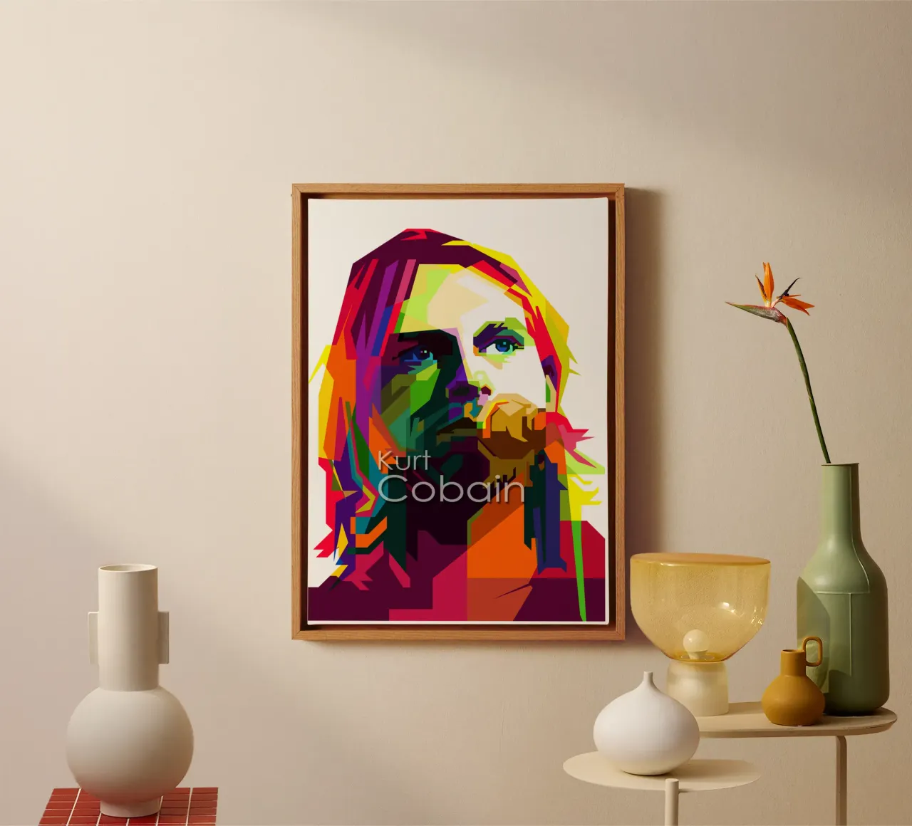 Kurt Cobain Il WPAP più grunge di tendenza ora tela con Cornice a cassetta da Artkreator