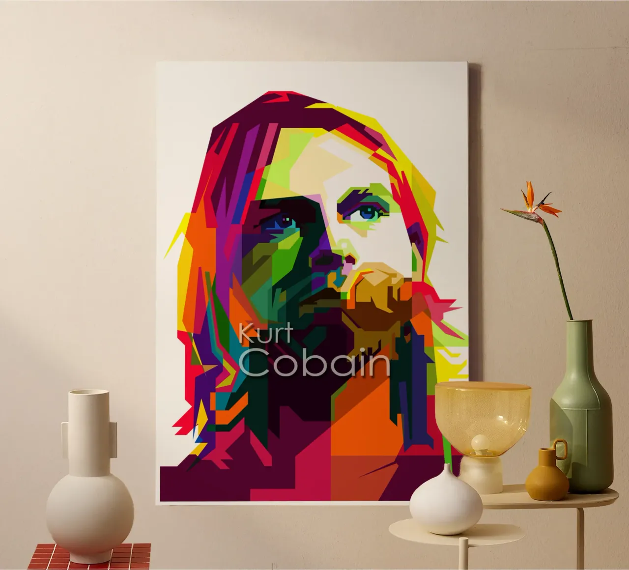 Kurt Cobain Il WPAP più grunge di tendenza ora tela con Cornice a cassetta da Artkreator