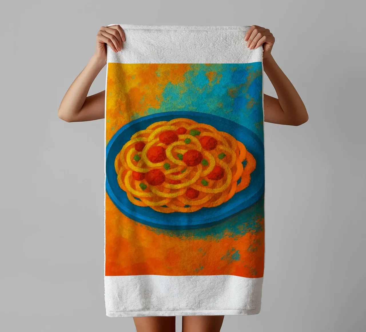 espagueti imaginación abstracta a todo color toalla de baño de ameera