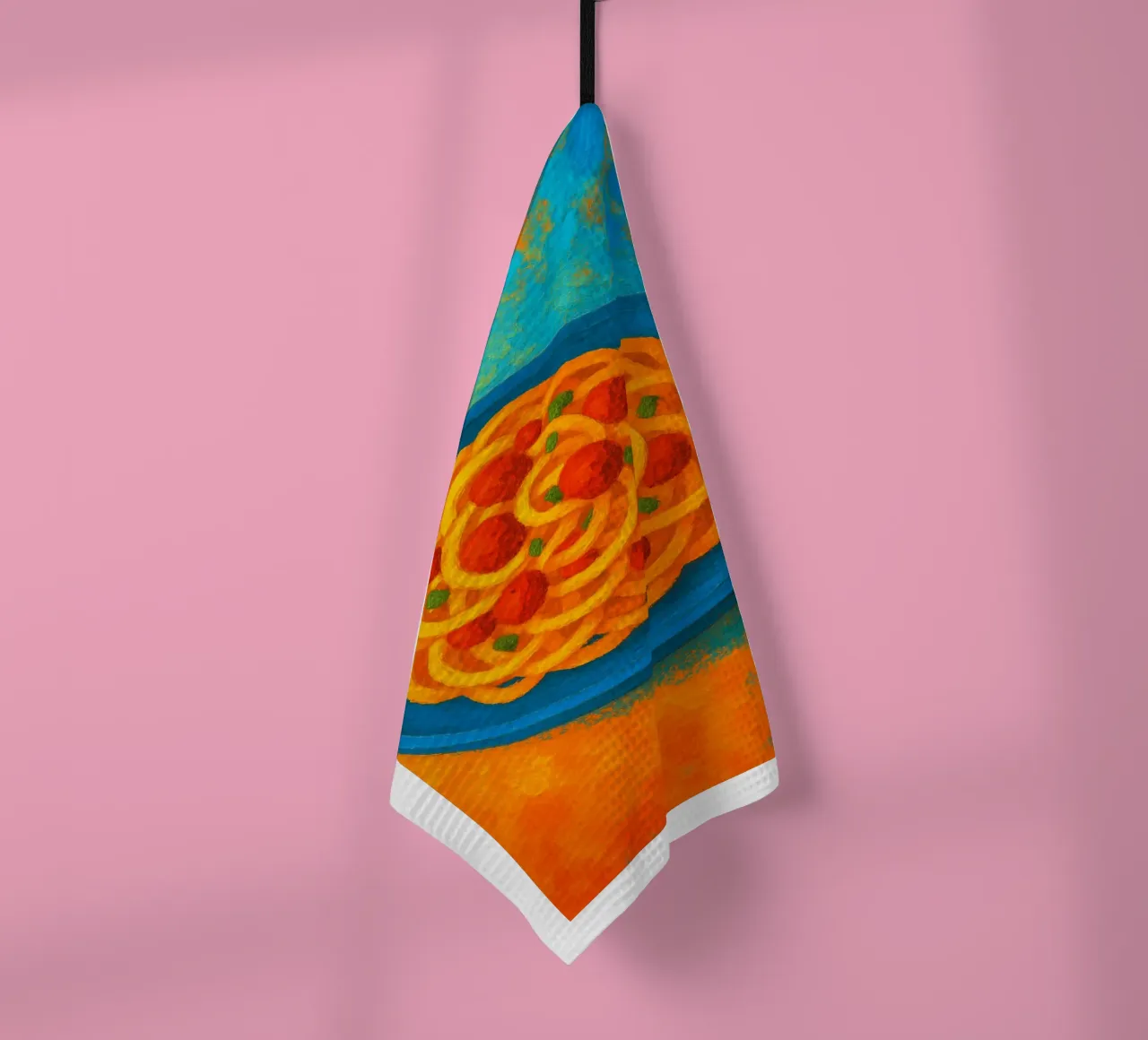 espagueti imaginación abstracta a todo color paño de cocina de ameera