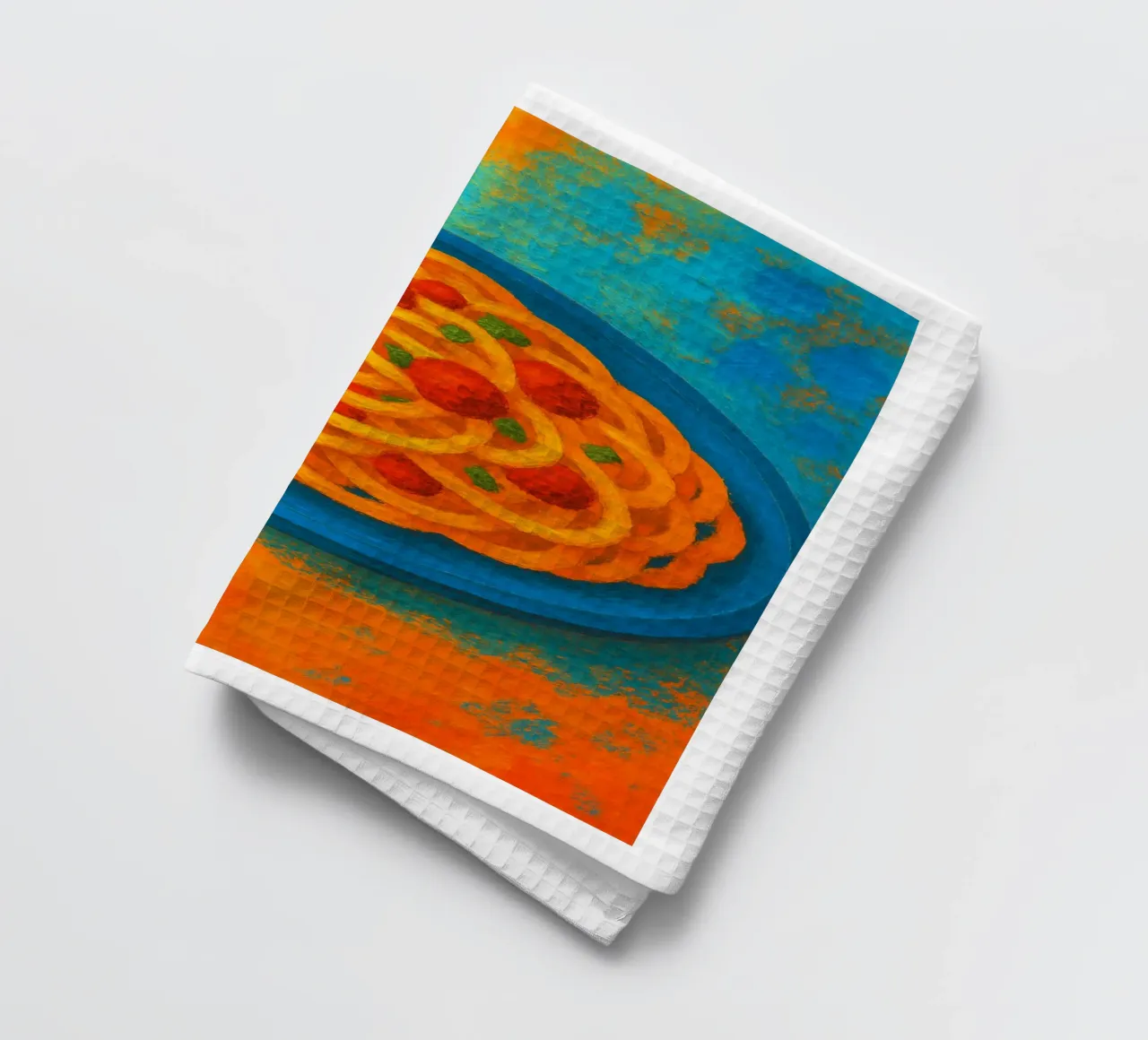 espagueti imaginación abstracta a todo color paño de cocina de ameera