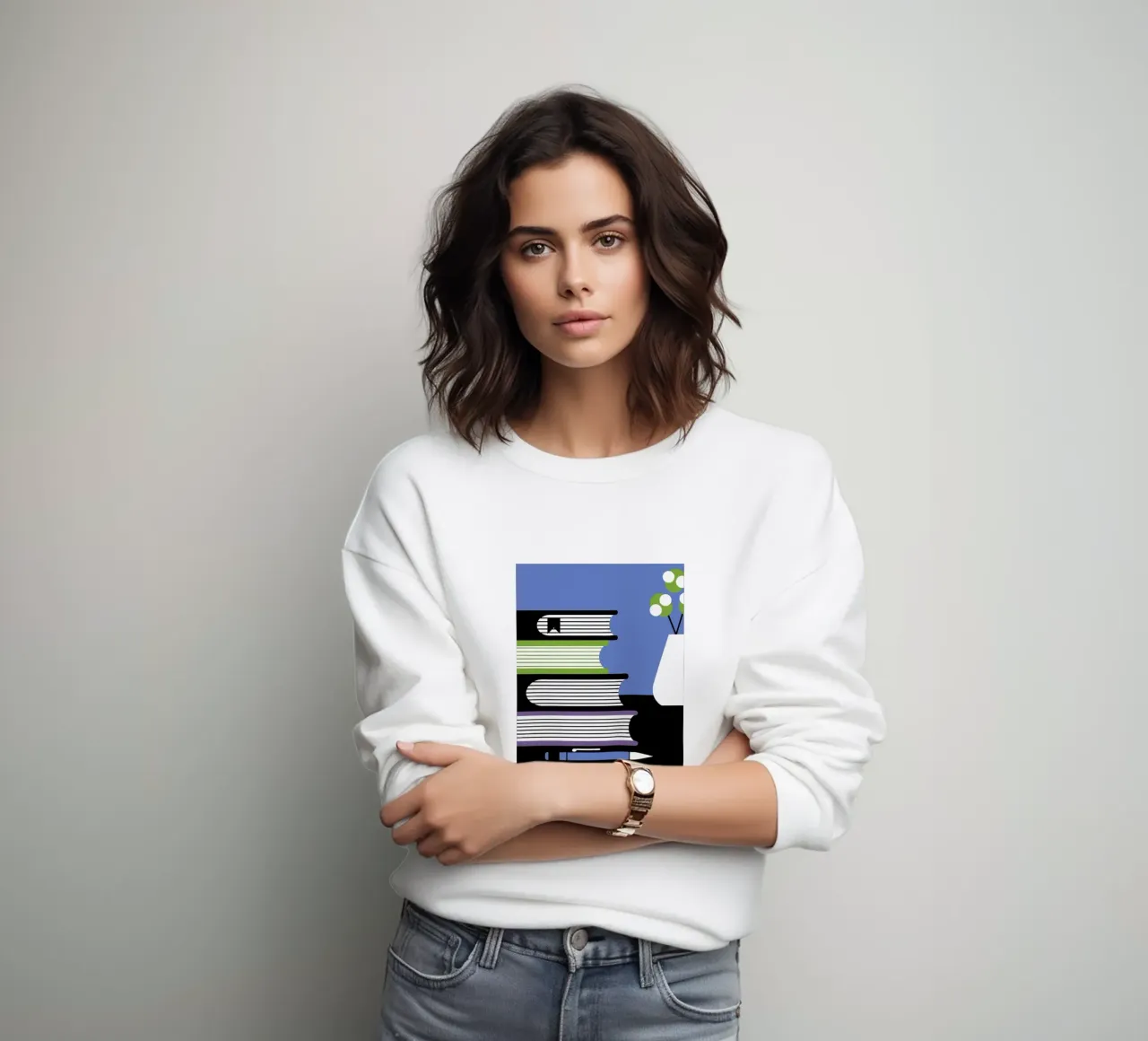 Libri e vaso di fiori felpa da LOOK DIFFERENT