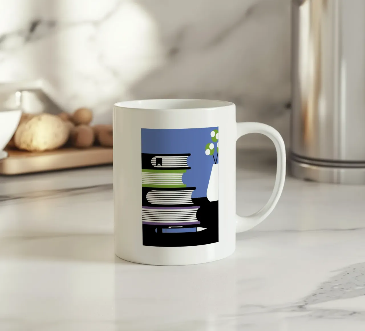 Libri e vaso di fiori tazza in ceramica da LOOK DIFFERENT