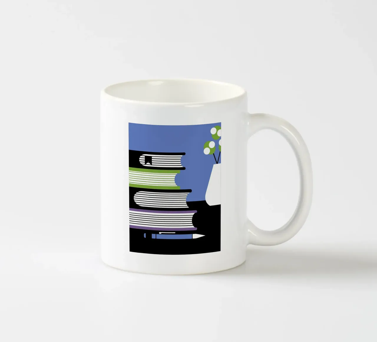 Libri e vaso di fiori tazza in ceramica da LOOK DIFFERENT