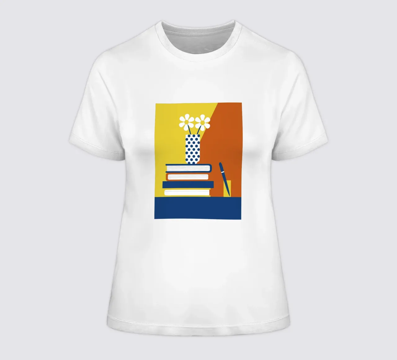 Books and Flower Vase women's fitted t-shirt by LOOK DIFFERENT