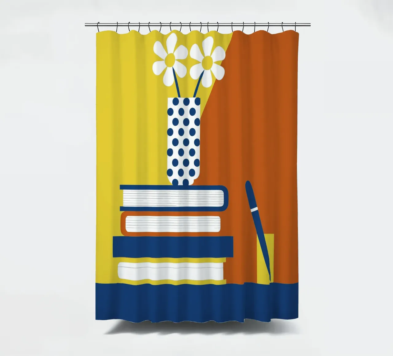 Books and Flower Vase shower curtain by LOOK DIFFERENT