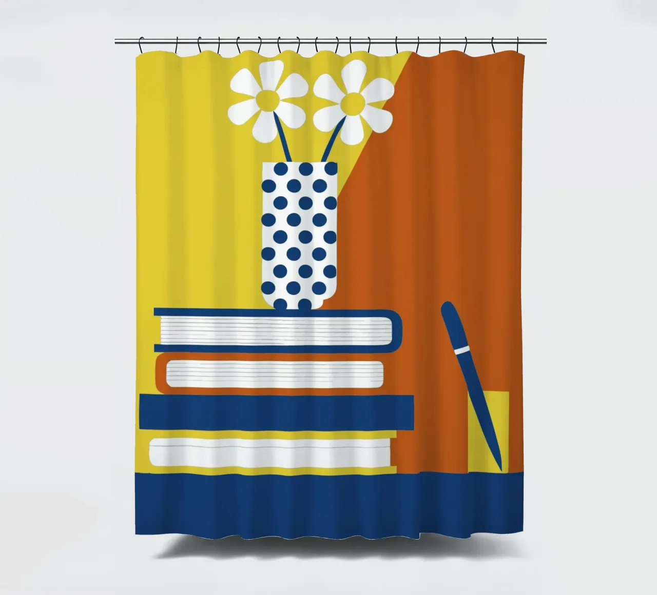 Books and Flower Vase shower curtain by LOOK DIFFERENT