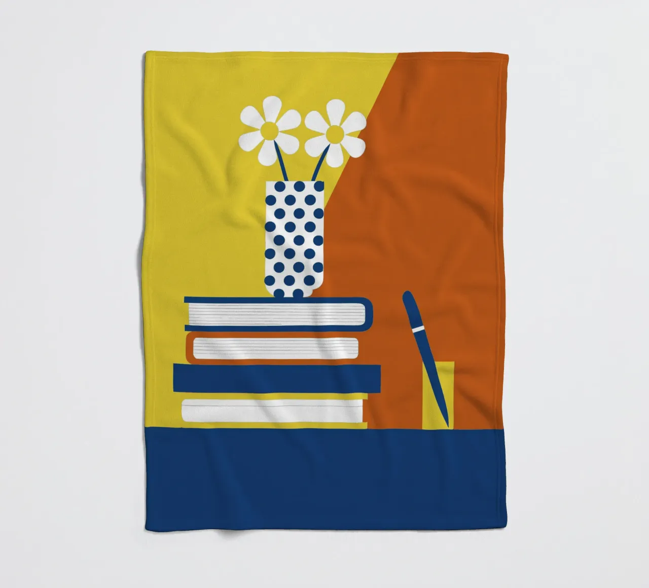 Books and Flower Vase fleece blanket by LOOK DIFFERENT