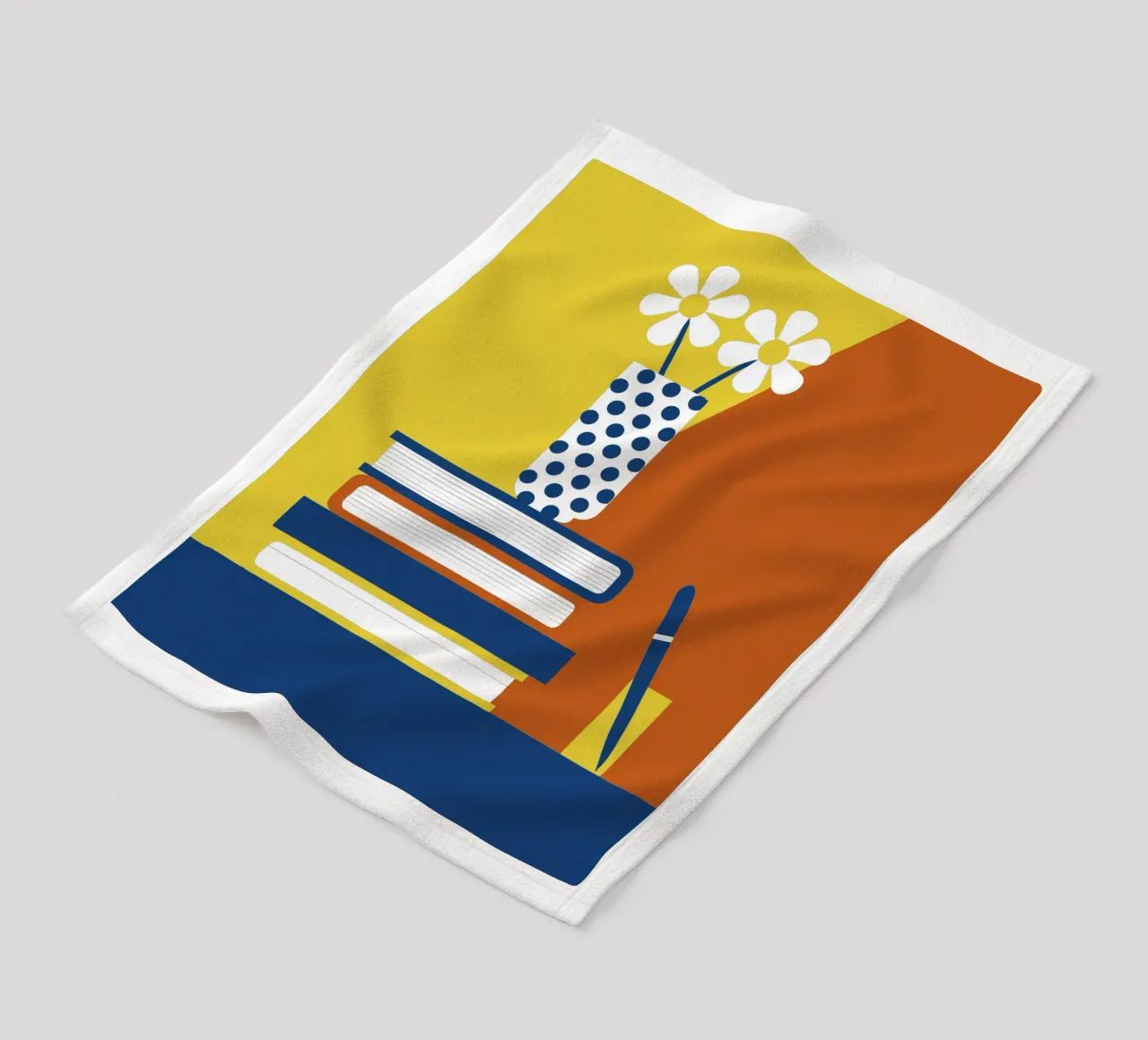 Books and Flower Vase fleece blanket by LOOK DIFFERENT